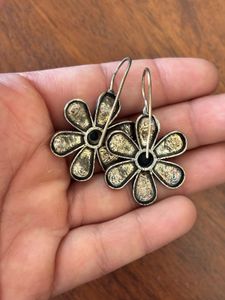 Oxidised Silver Flower Earrings