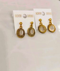 Gold Tone Drop Earrings - Set Of 2