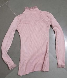 Pink High Neck Sweater