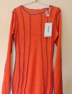 Orange Knit Mini bodycon Dress