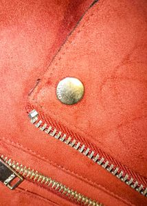 ONLY Red Suede Leather Jacket