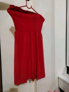 Chic Coral Strapless Dress with price tag