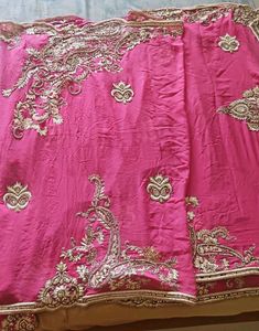 Pink & Gold Embroidered Saree