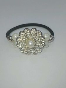 Pearl & Rhinestone Flower Hair Tie