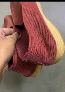 Burgundy Knit Slip-On Shoes