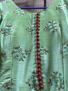 Elegant Green Embroidered Gown