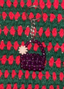 mini beaded bag keychain