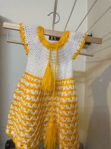 Crochet Yellow &amp; White Baby Dress