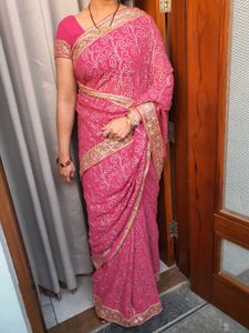 💘🎀Elegant Sequin Pink Saree🎀💘