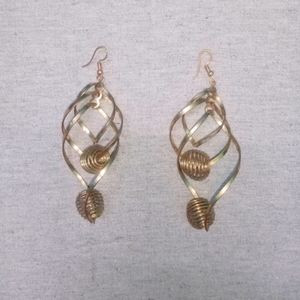 Gold Plated 3D Dangling Earrings