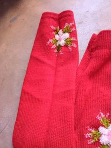 Red Embroidered Woolen Blouse