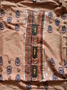 Light Brown Printed Kurti Pant Set XL