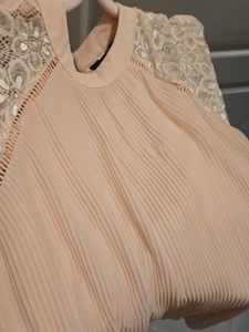 Peach Lace Sleeve Top