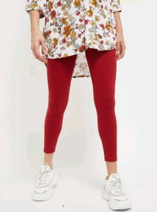 High Ankle Length Brick Red Leggings