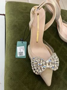 New Bow Studdded Detail Heels With Tag