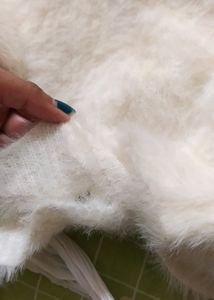 Beautiful White Turtle Neck Fur Sweater
