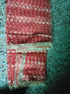 Red Embroidered Dupatta