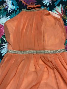 Peach Halter Neck Dress