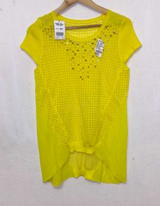 Trendy New Yellow Embellished Knit Top