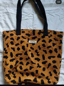 Leopard Print Corduroy Tote