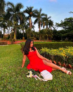 Red Cottage core Dress