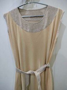 Cream Color Net Midi Dress