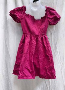 I. Pink Puff Sleeve Dress