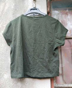 Roadster 2 Crop T-Shirt Combo Orange &amp; Olive Green