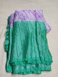 Crushed Green & Lavender Brosso Saree