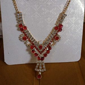 Red &amp; Silver Necklace Set