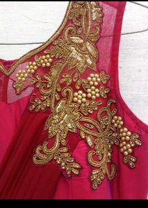 Elegant Maroon Embroidered Gown