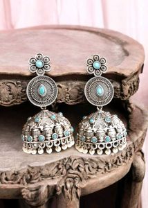 Boho Silver Jhumka Earrings