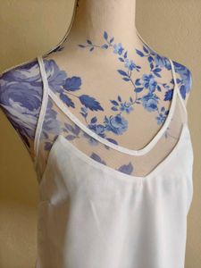 White Sheer V-Neck Tank