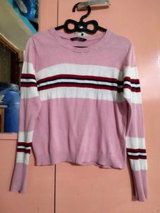 Striped Pink Crewneck Top