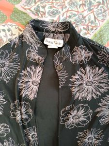 Floral Black Shrug Type Shirt For Summers