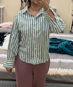 Green Striped Formal Shirt