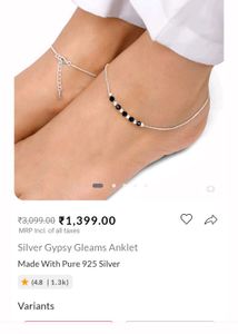 GIVA 925 Silver Anklet(1 Unit)