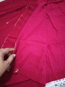 Rani Color Ka Party Wear Suit And Plazo Dupatta