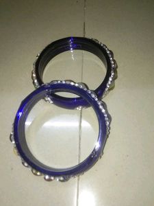 Violet Lak Glass, Studded Beaded Bangles Set of 2