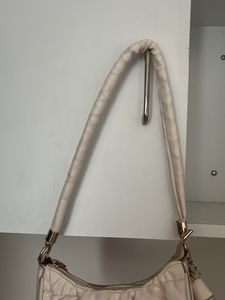 White Ruched Baugette Bag With Coin Pirse