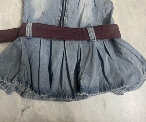 y2k vintage denim belted mini dress🤩
