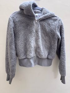 Fuzzy Grey Cropped Hoodie