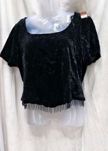 303010. Elegant Black Velvet Top