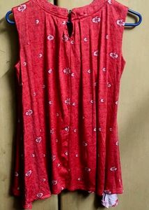 Red Print Sleeveless Top