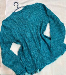 🎁Buy1 Get1 Free France Unique Teal Knit Sweater B