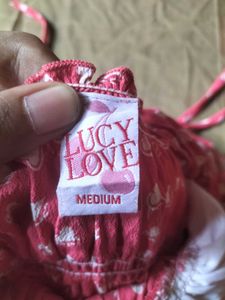 Pink Heart Print Tie-Strap Mini Dress