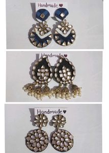 Kundan Fabric Earring (Handmade)