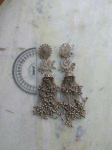 BOHO Silver Long Chandelier Jhumka Earrings