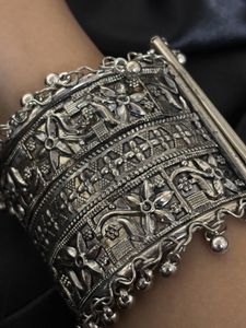 Bohemian Silver Adjustable Bracelet / Hand Cuff