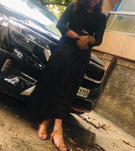 Black Velvet Material Party Wear Dress